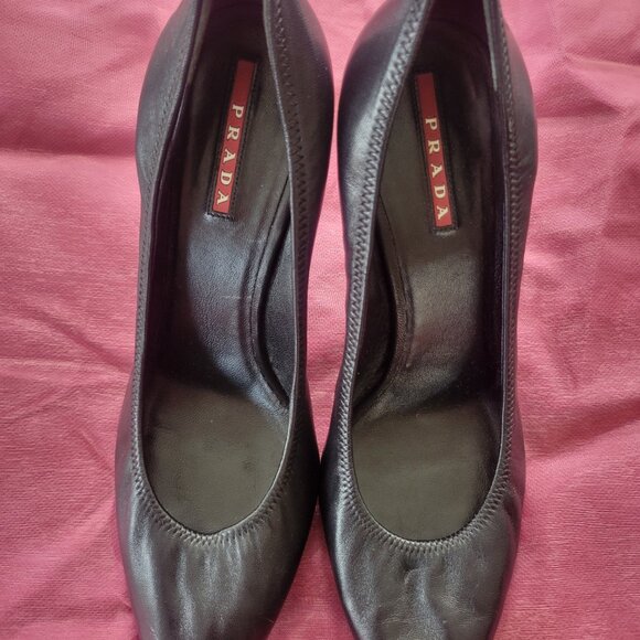PRADA Soft Leather Black Heels, 7.5 - Picture 2 of 6